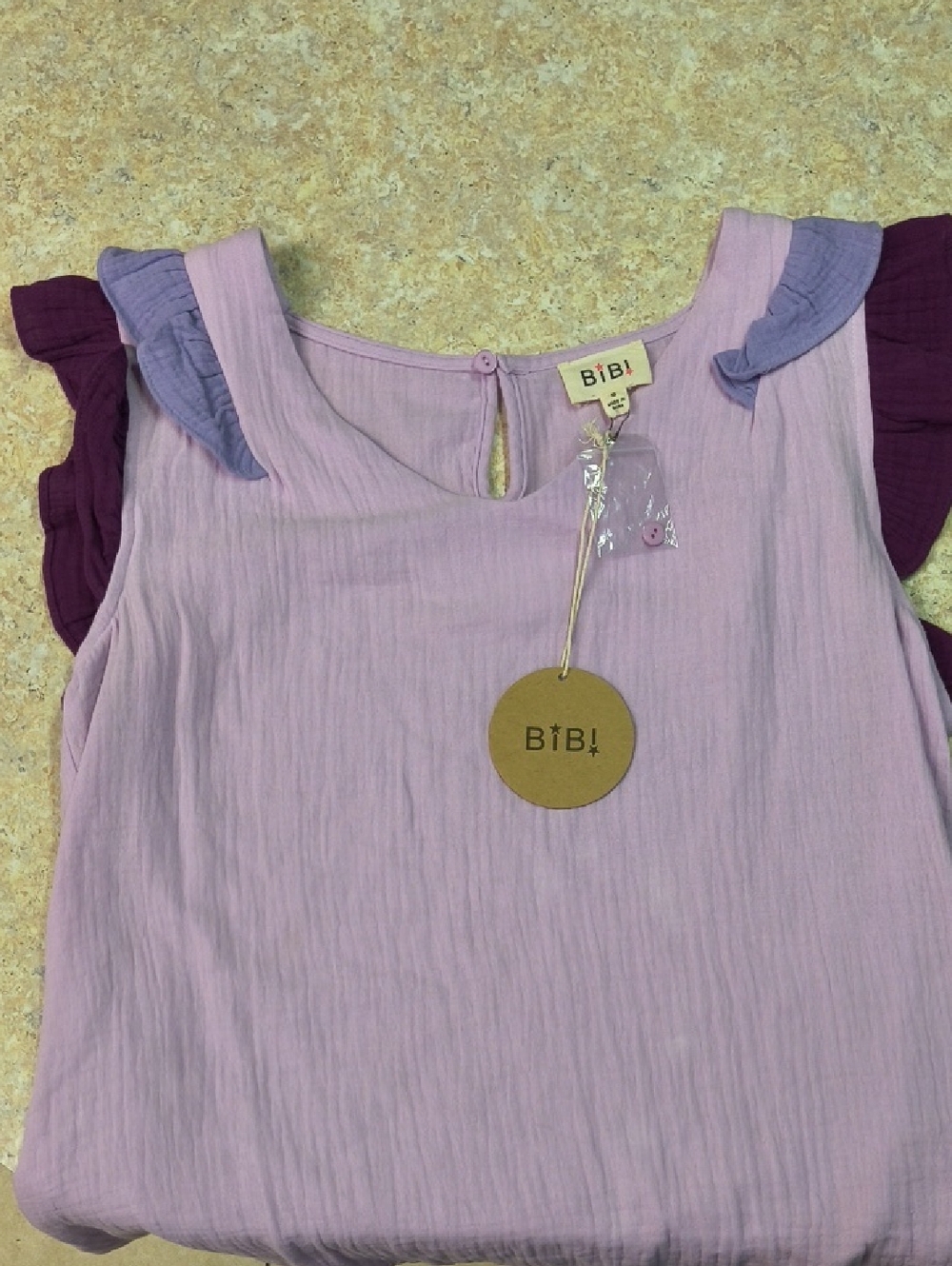 BiBi Lavender Ruffle-Trim Tank Top Size S.